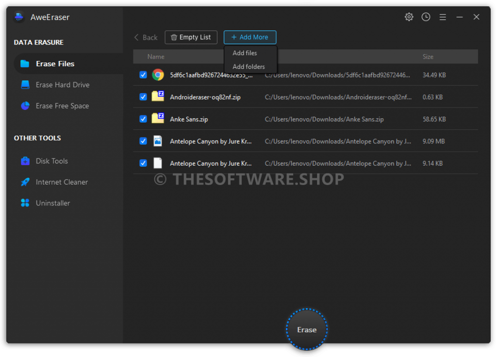 Magoshare AweEraser 4 Screenshot - Erase Files