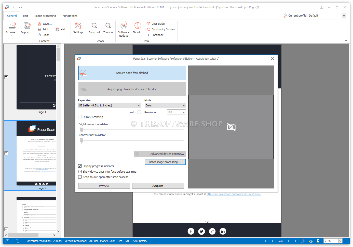 ORPALIS PaperScan Pro - Aquistion Wizard