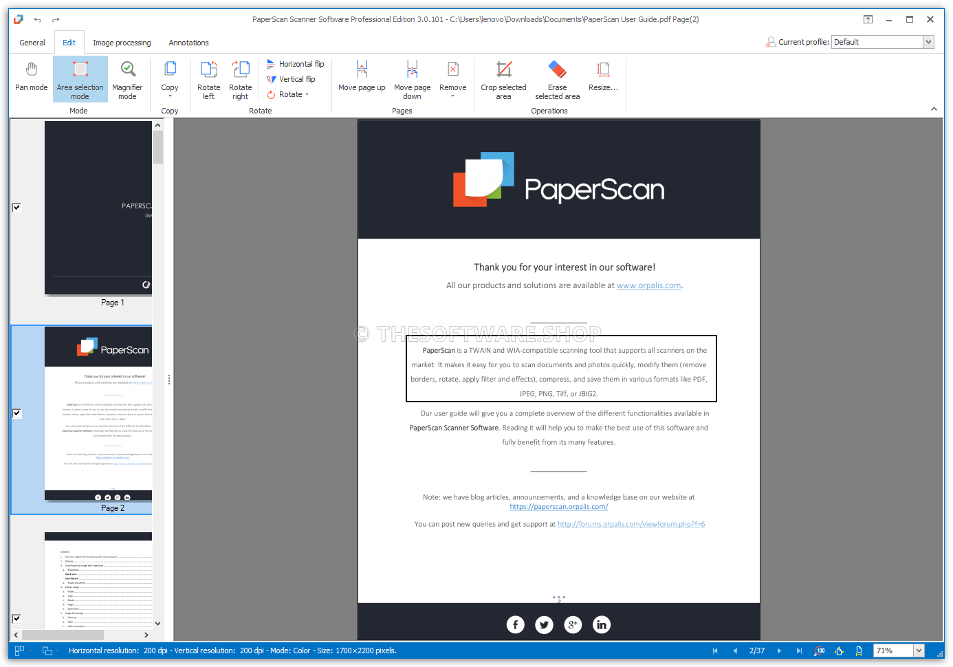 ORPALIS PaperScan Pro - Edit