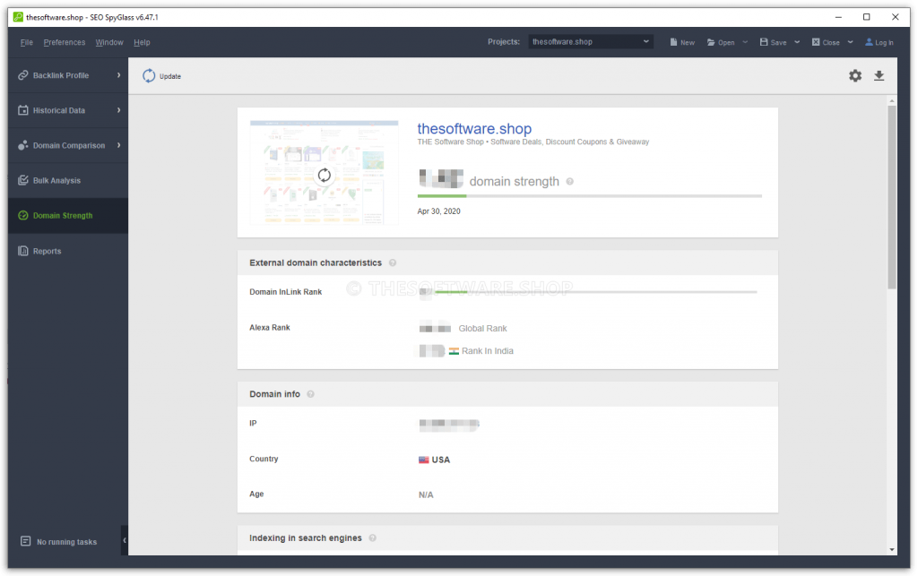 SEO SpyGlass - Domain Strength