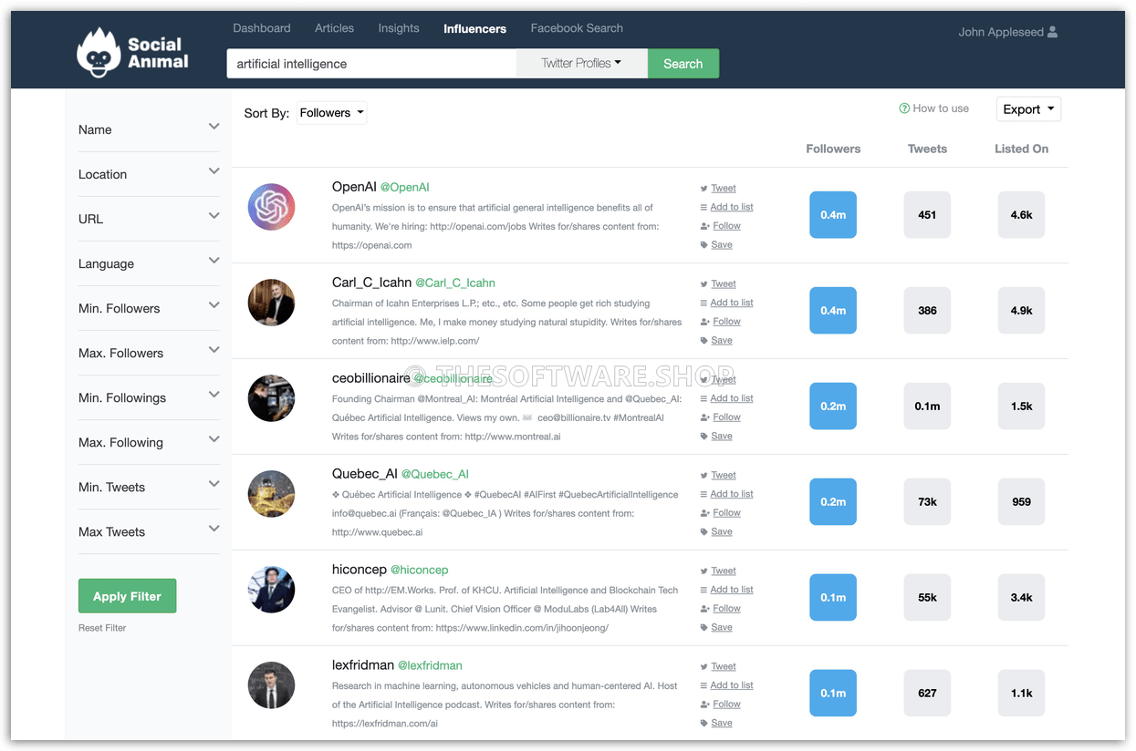 Social Animal Influencers