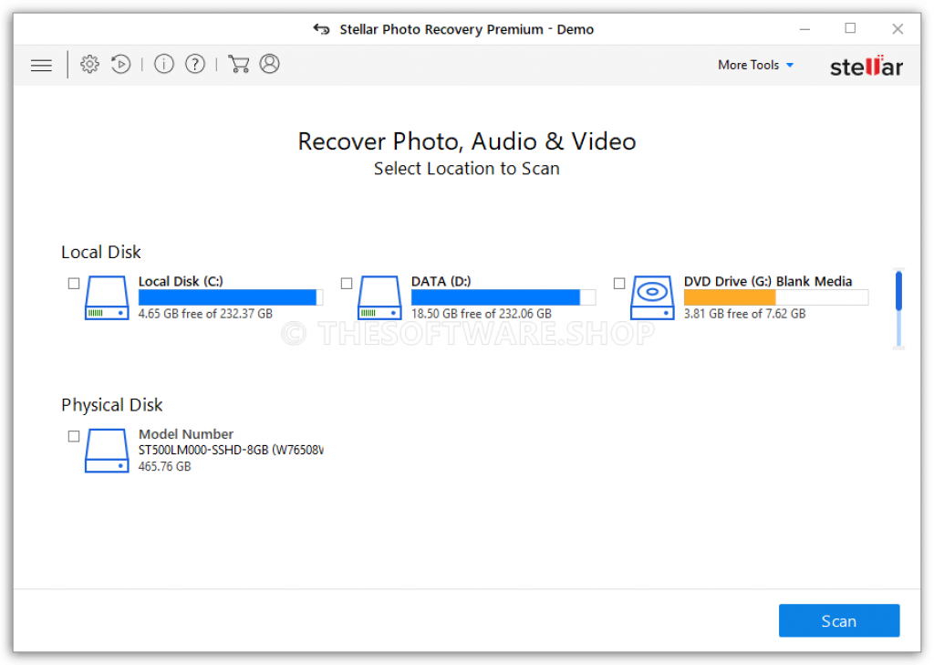 Stellar Photo Recovery Screenshot Main Interface