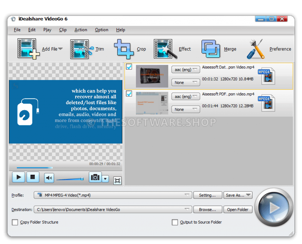 iDealShare VideoGo List and Preview