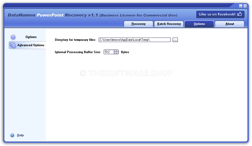 DataNumen PowerPoint Recovery - Options