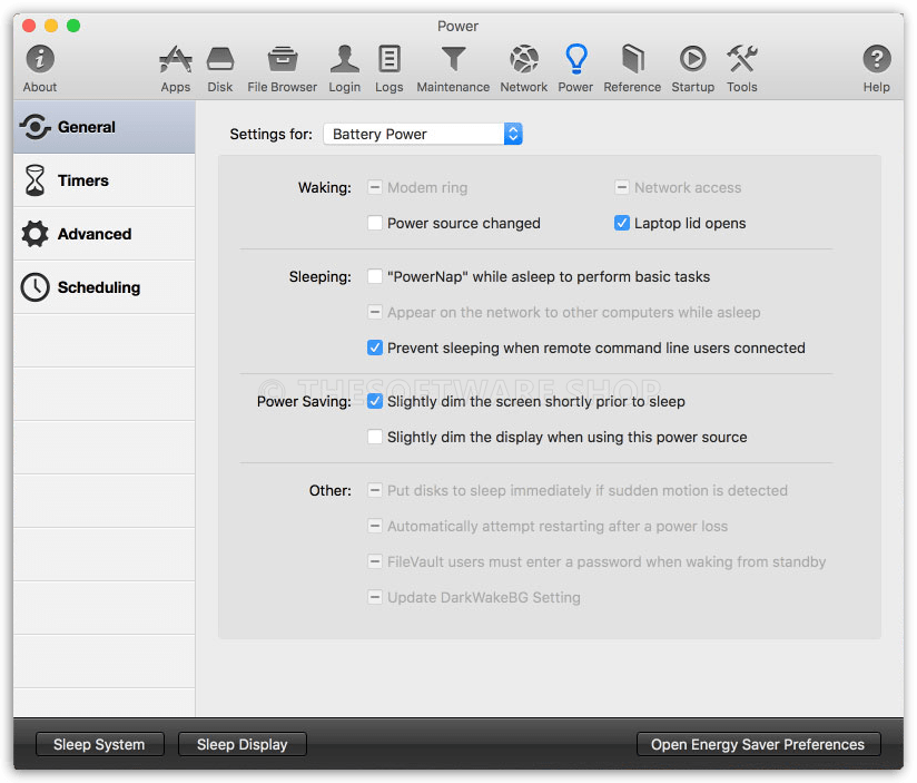 MacPilot Screenshot - Power
