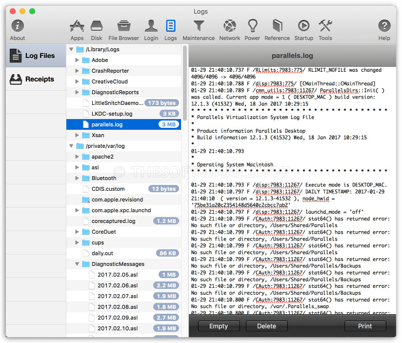 MacPilot Screenshot - logs