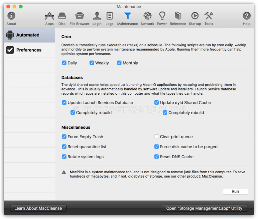MacPilot Screenshot - maintenance