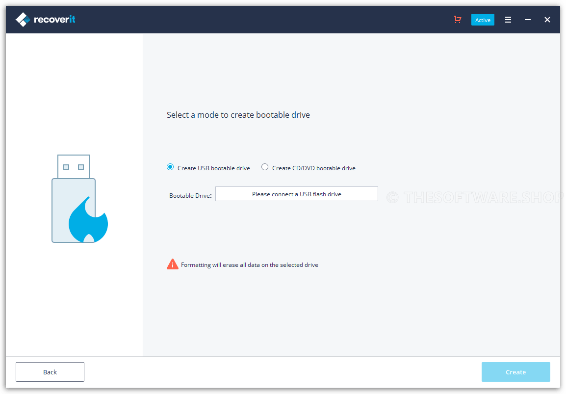 Wondershare RecoverIt Screenshot - Create Bootable USB