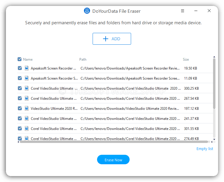 DoYourData File Eraser Screenshot - Add File Folder