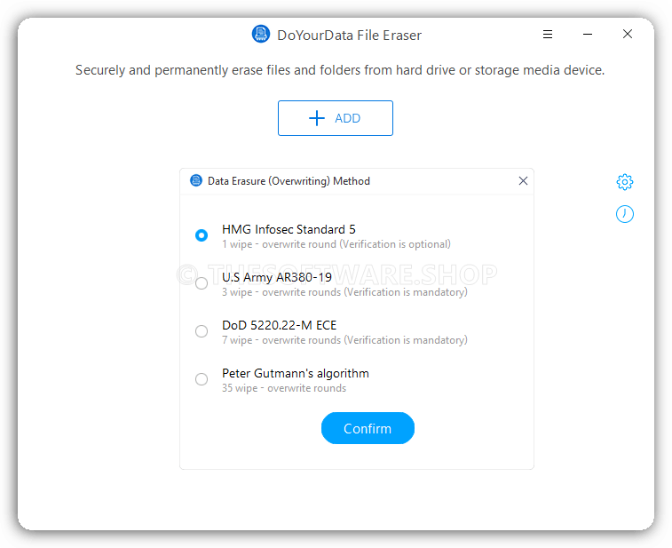 DoYourData File Eraser Screenshot - Data Erasure Method