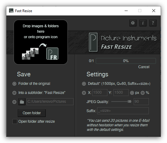 Picture Instruments Fast Resize Pro Screenshot