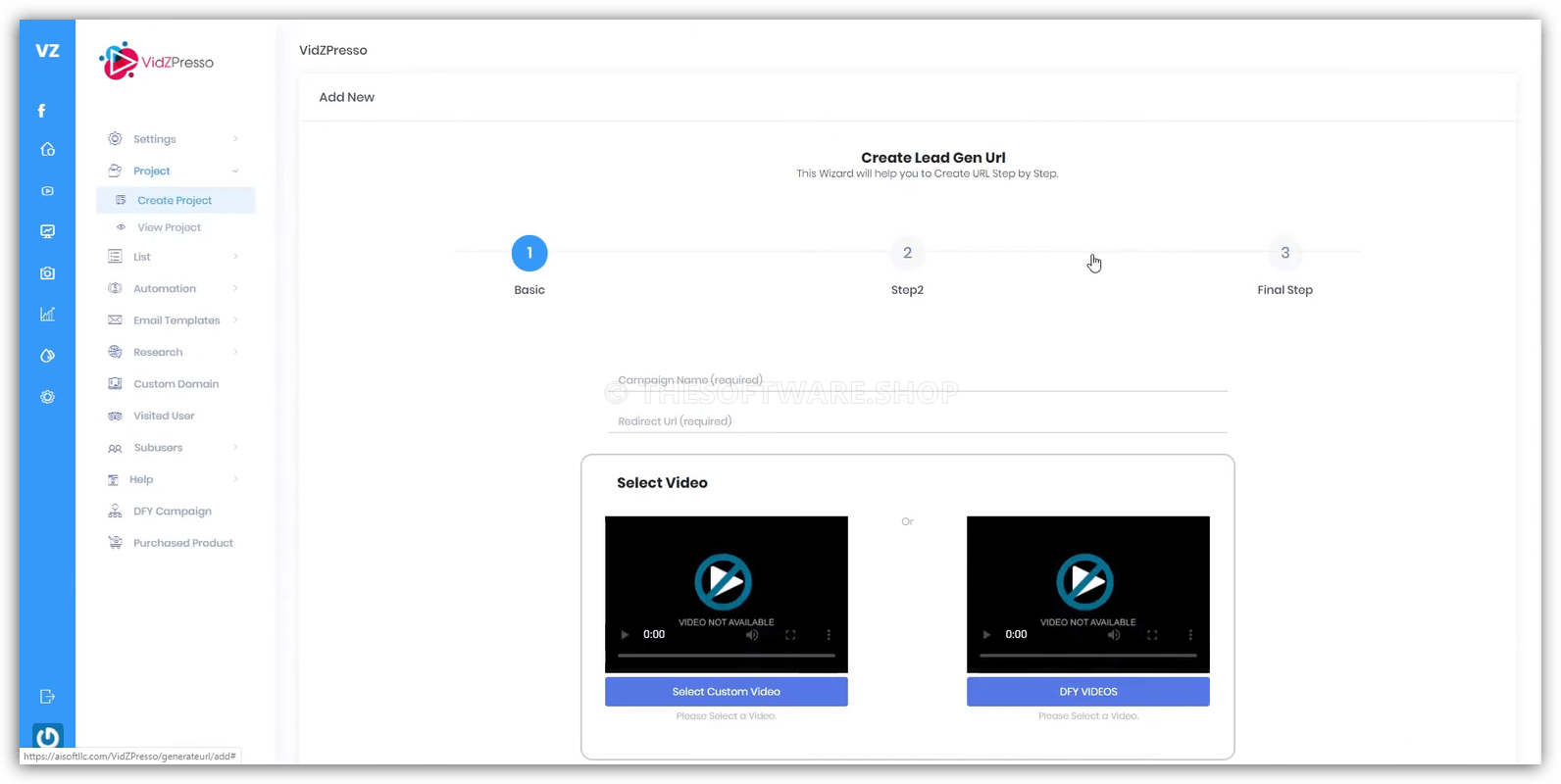 VidZPresso Premium - Create Project
