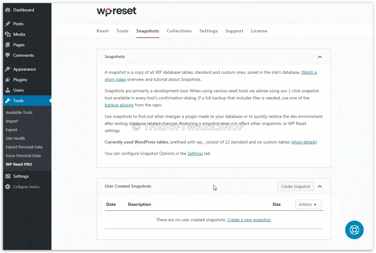 WP Reset Pro - Snapshot