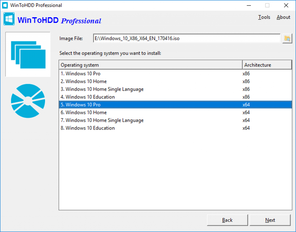 WinToHDD Professional Reinstall