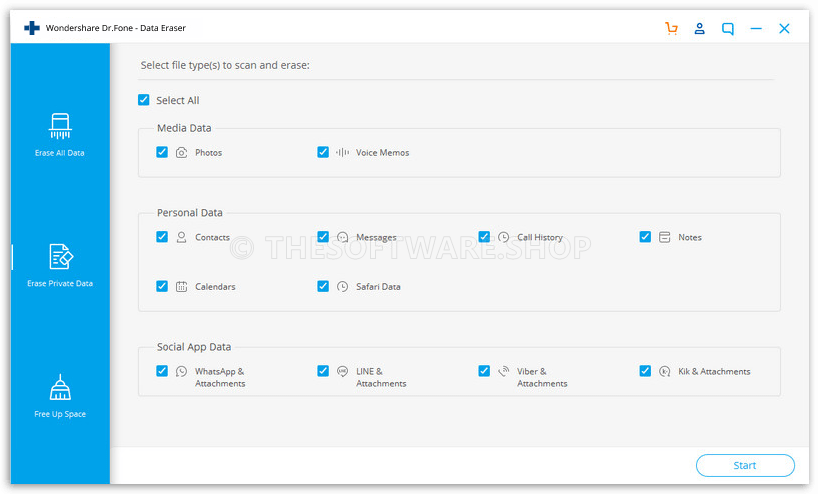 Wondershare Dr.Fone Data Eraser (iOS) Screenshot - Erase Private DAta