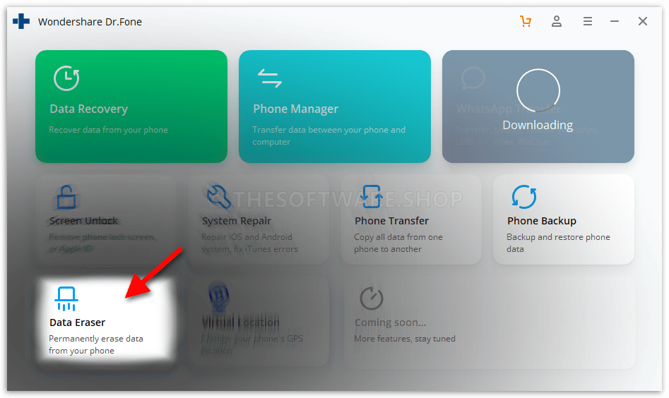 Wondershare Dr.Fone Data Eraser (iOS) Screenshot - Toolkit Module