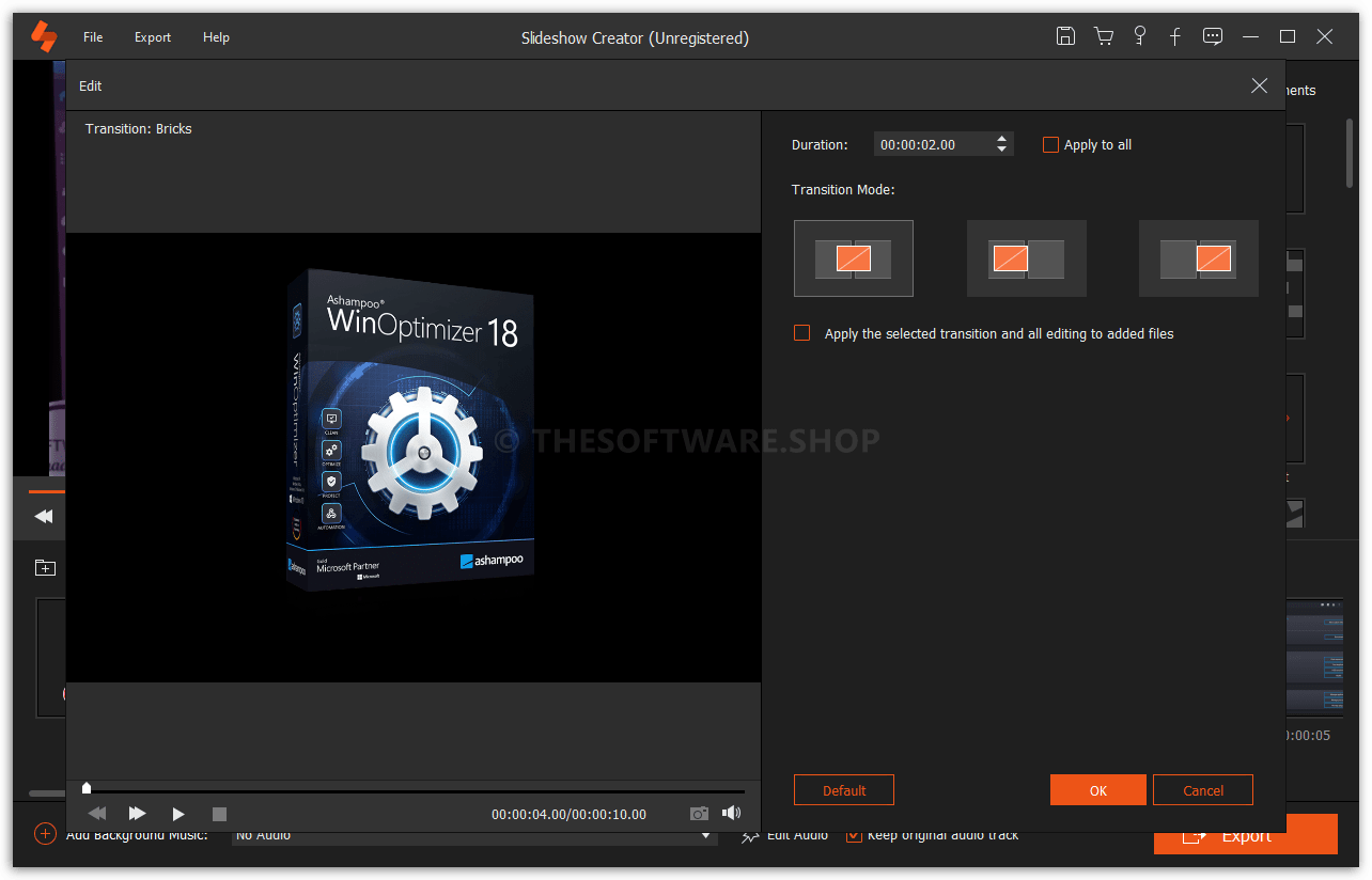 Aiseesoft Slideshow Maker Edit Transitions