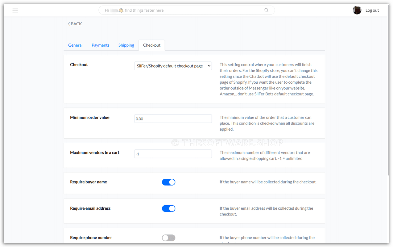 SilFer Bots - Ecommerce Settings