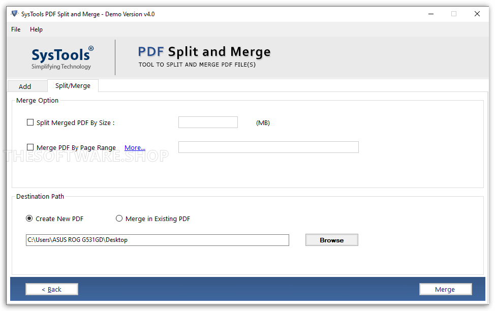 Systools PDF Split & Merge Merge Options