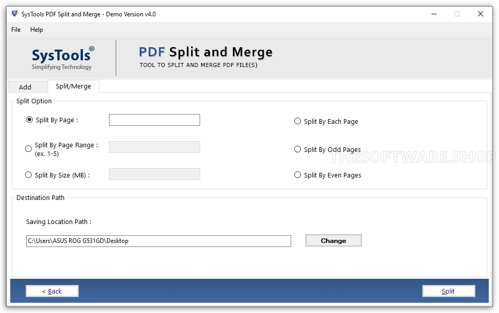 Systools PDF Split & Merge Split Options