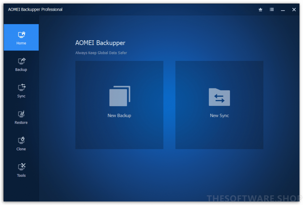 AOMEI Backupper Professional - Main Interface Screenshot
