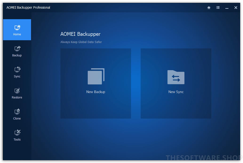AOMEI Backupper Professional - Main Interface Screenshot