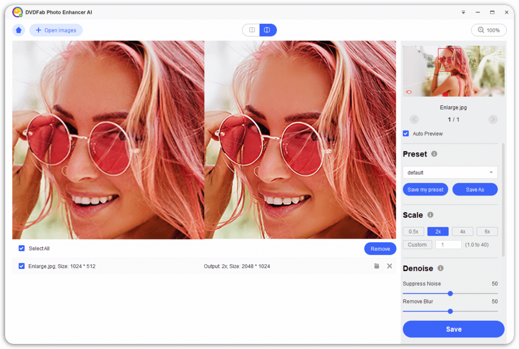 DVDFab Photo Enhancer AI - Customize