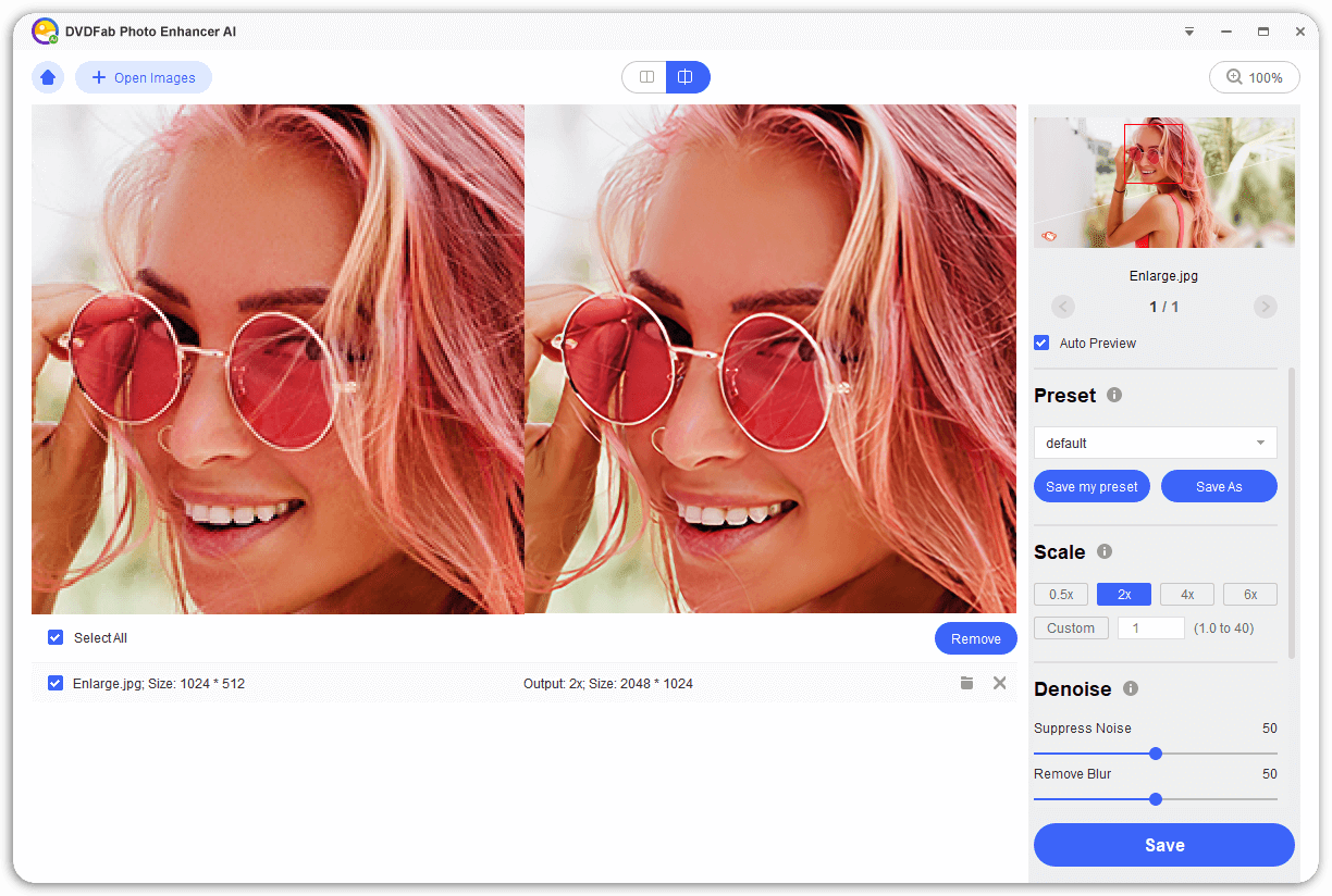 DVDFab Photo Enhancer AI - Customize