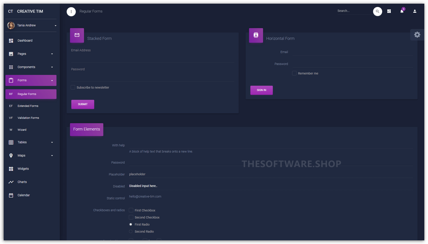 Material Dashboard Dark PRO - Form