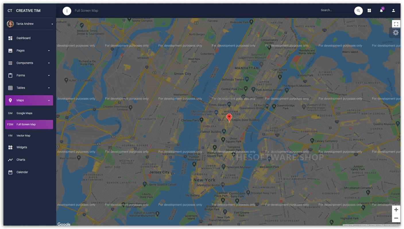 Material Dashboard Dark PRO - Maps