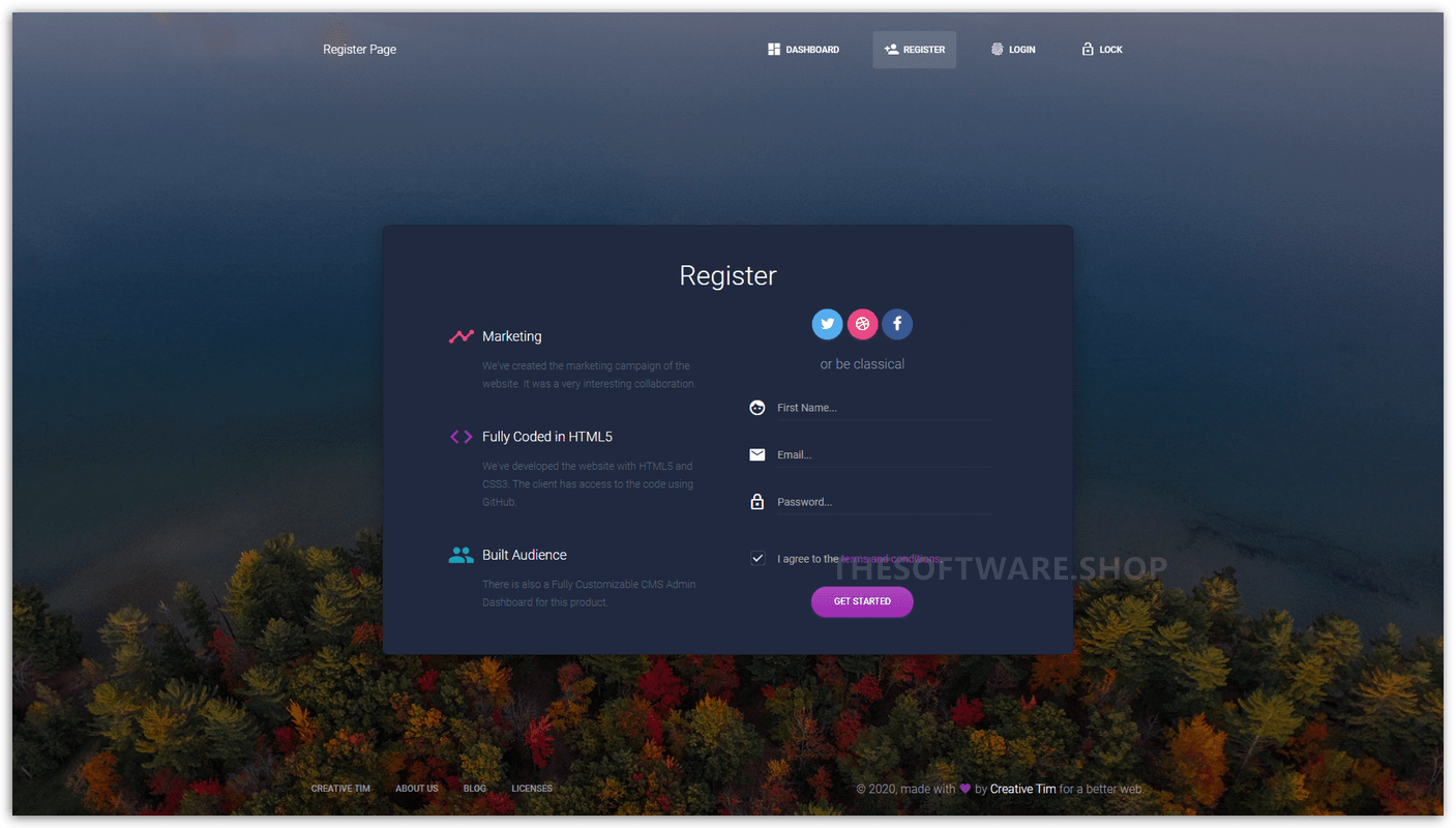 Material Dashboard Dark PRO - Register