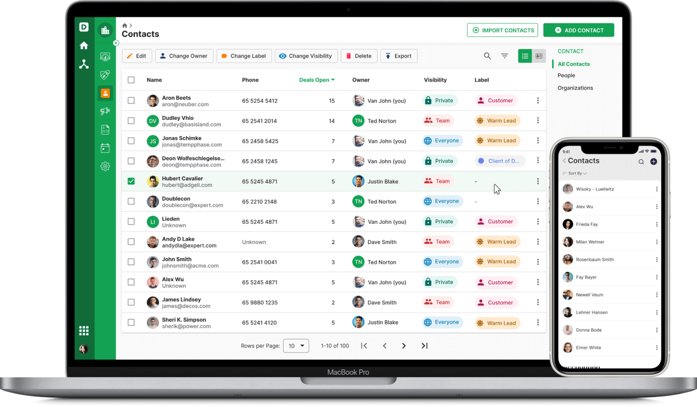 Sales Contact screenshot