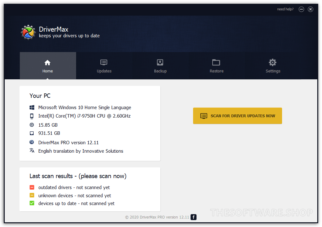 DriverMax Pro 12 - Home