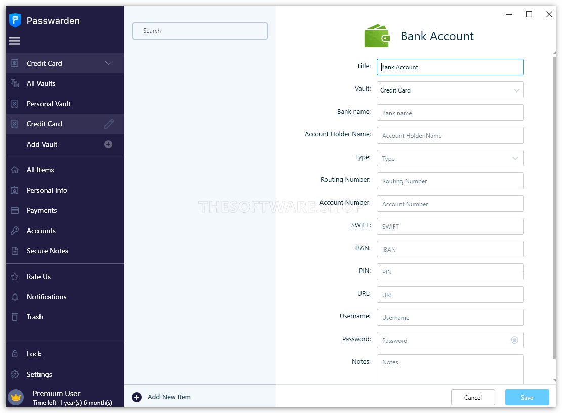 Add Bank Account Info Screenshot
