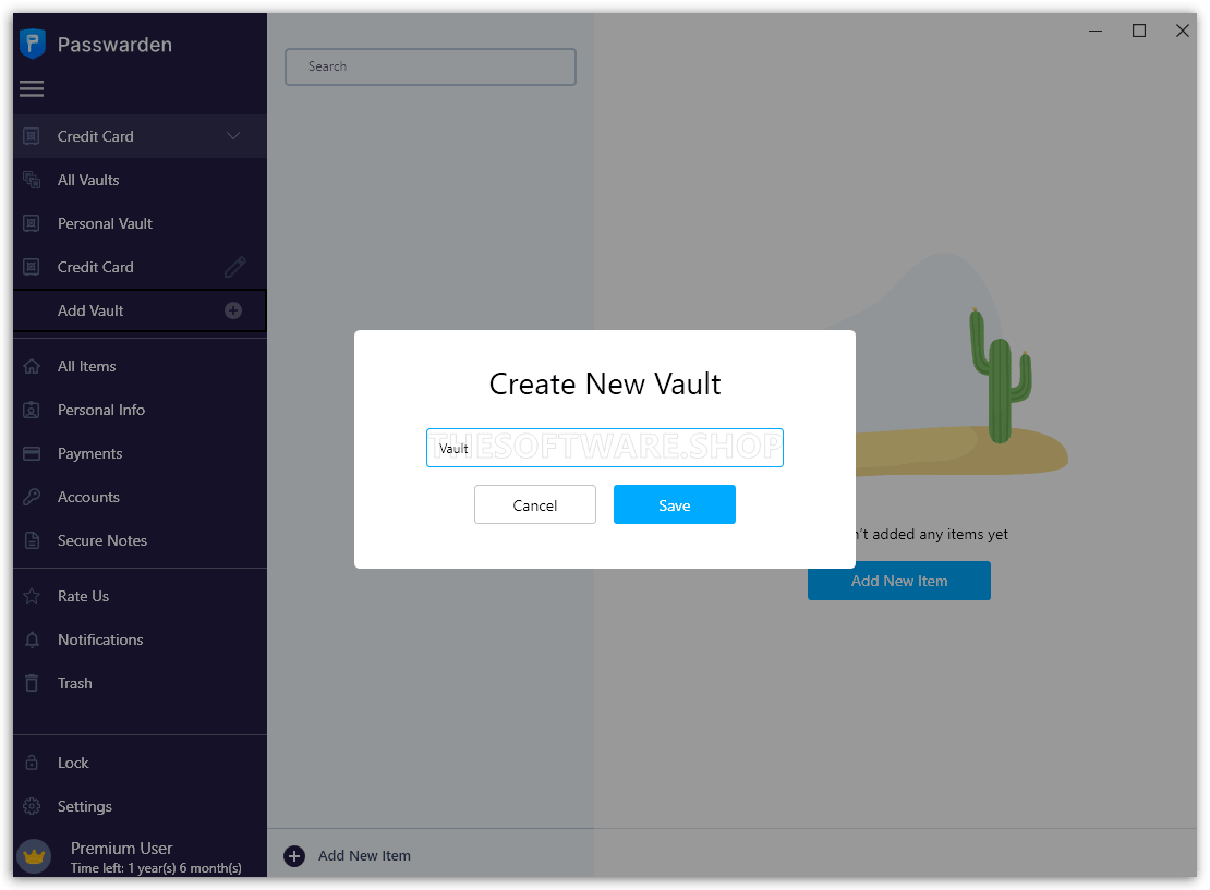 Create New Vault Sccreenshot