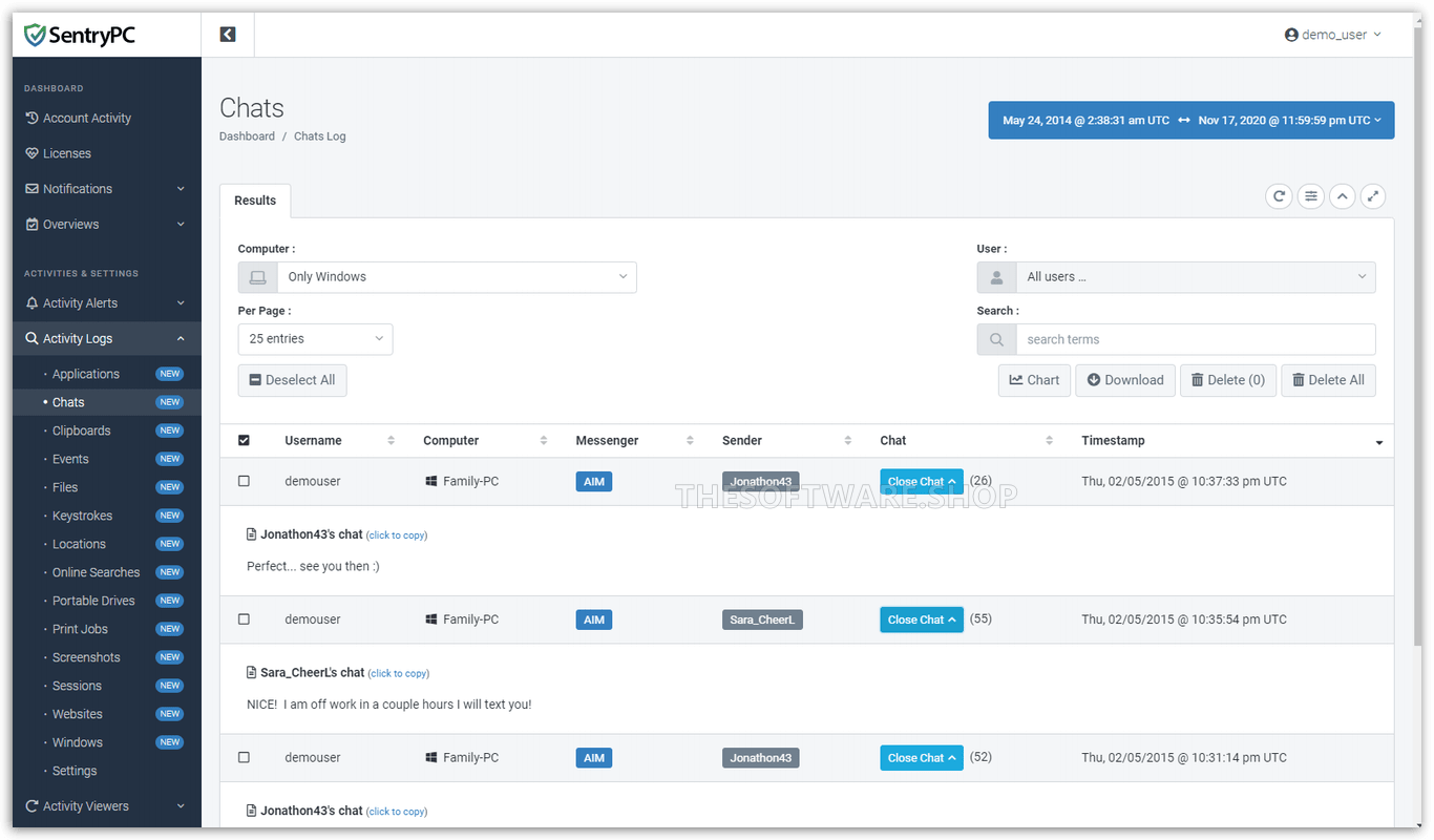 Chats Logs Screenshot
