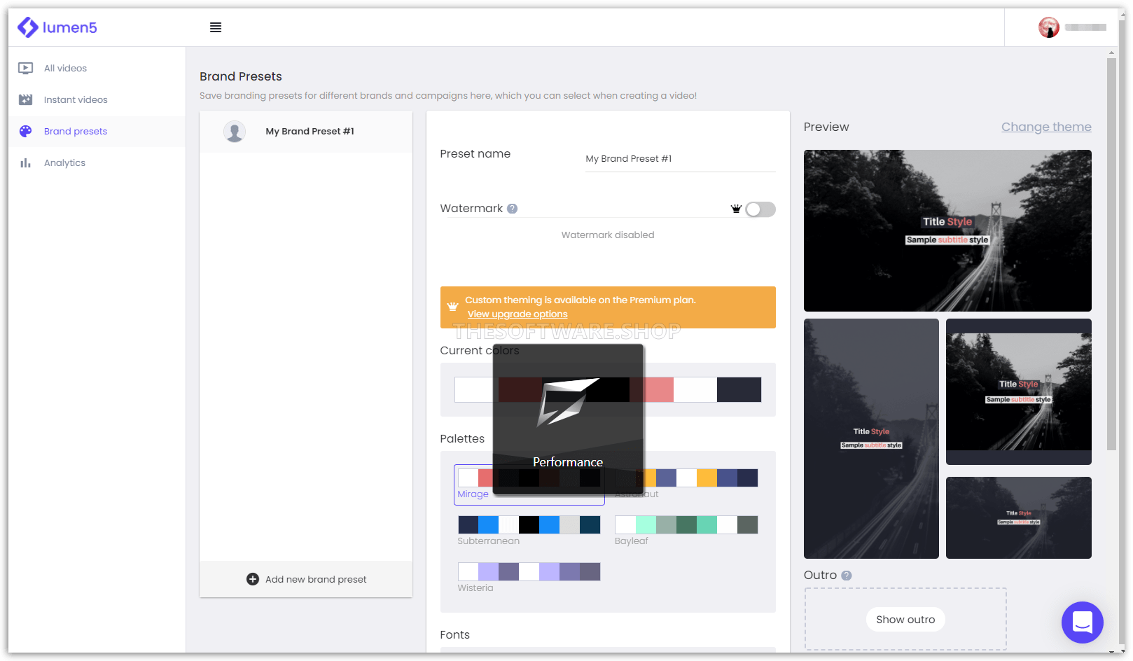 Brand Presets Screenshot