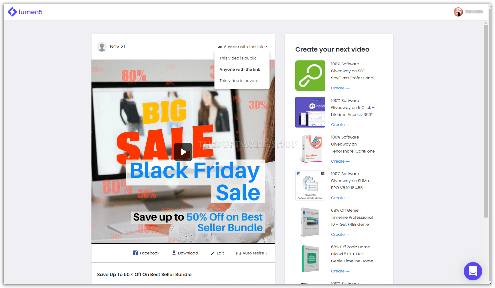 Video Page Screenshot