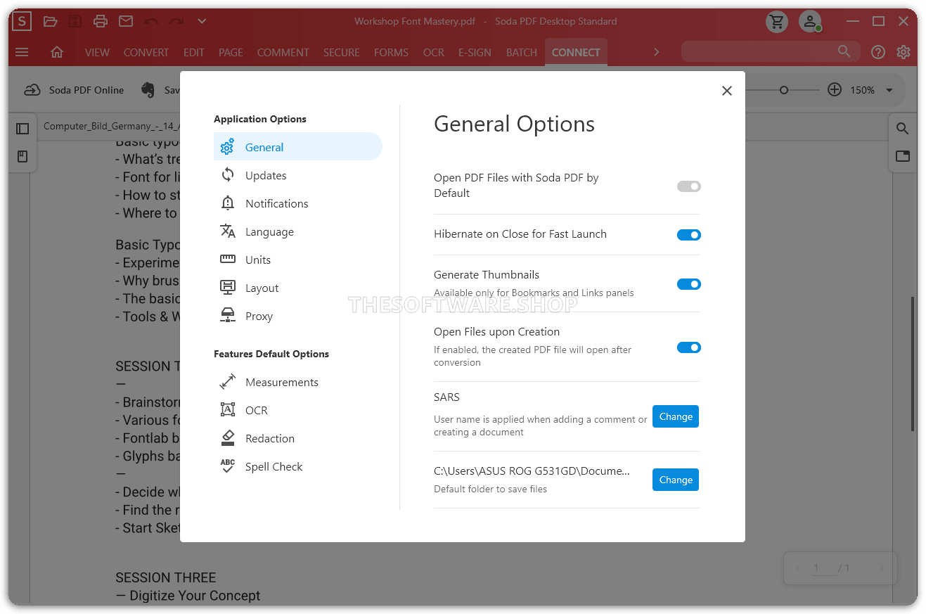 General Options Screenshot
