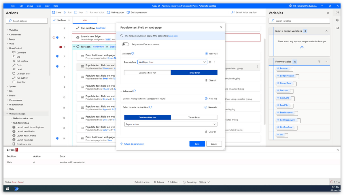 Microsoft Power Automate Desktop Screenshot