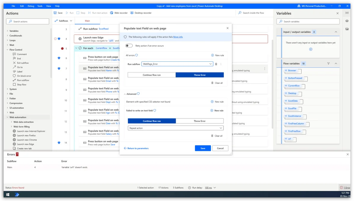 Microsoft Power Automate Desktop Screenshot