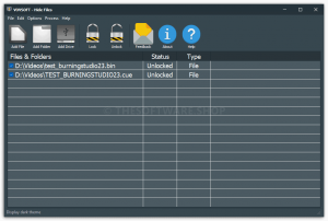 VOVSOFT Hide Files - Screenshot Dark Theme