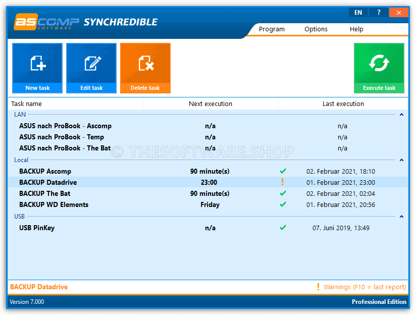 ASCOMP Synchredible Pro - Main Interface