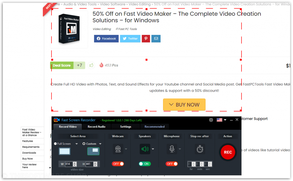 FastPCTools Fast Screen Recorder - Preferences