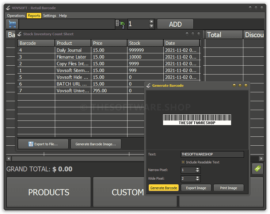 VOVSOFT Retail Barcode - Reports
