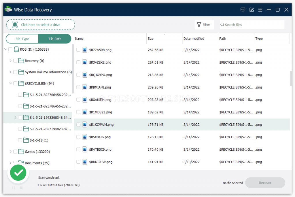 Wise Data Recovery Pro Screenshot - Scan Completed