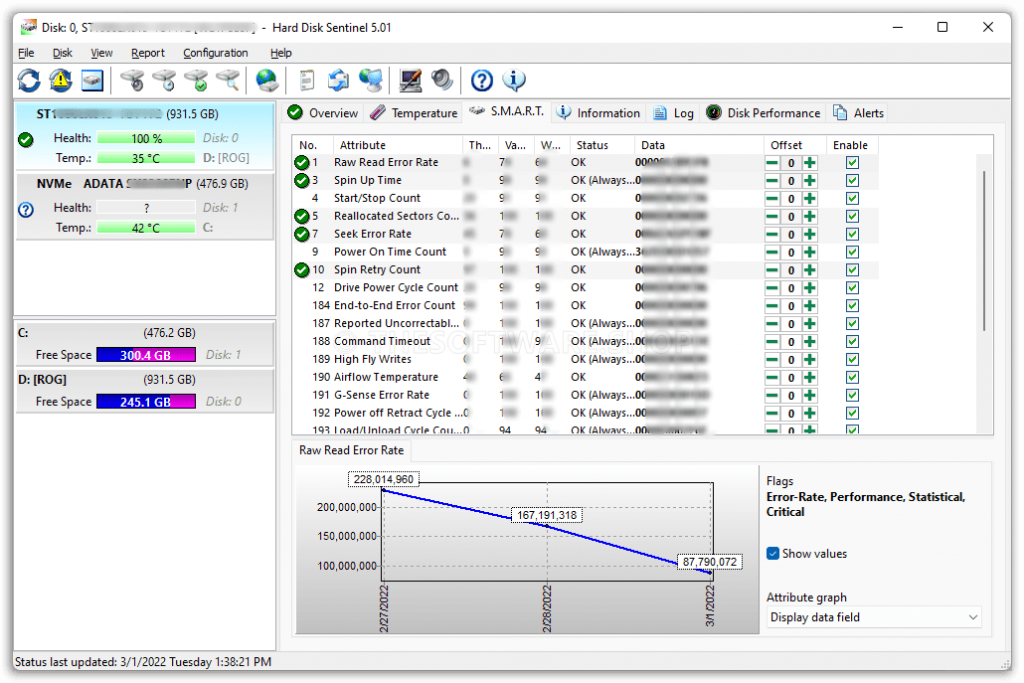 Hard Disk Sentinel - S.M.A.R.T
