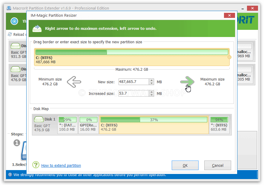 Macrorit Partition Extender Professional Edition Screenshot