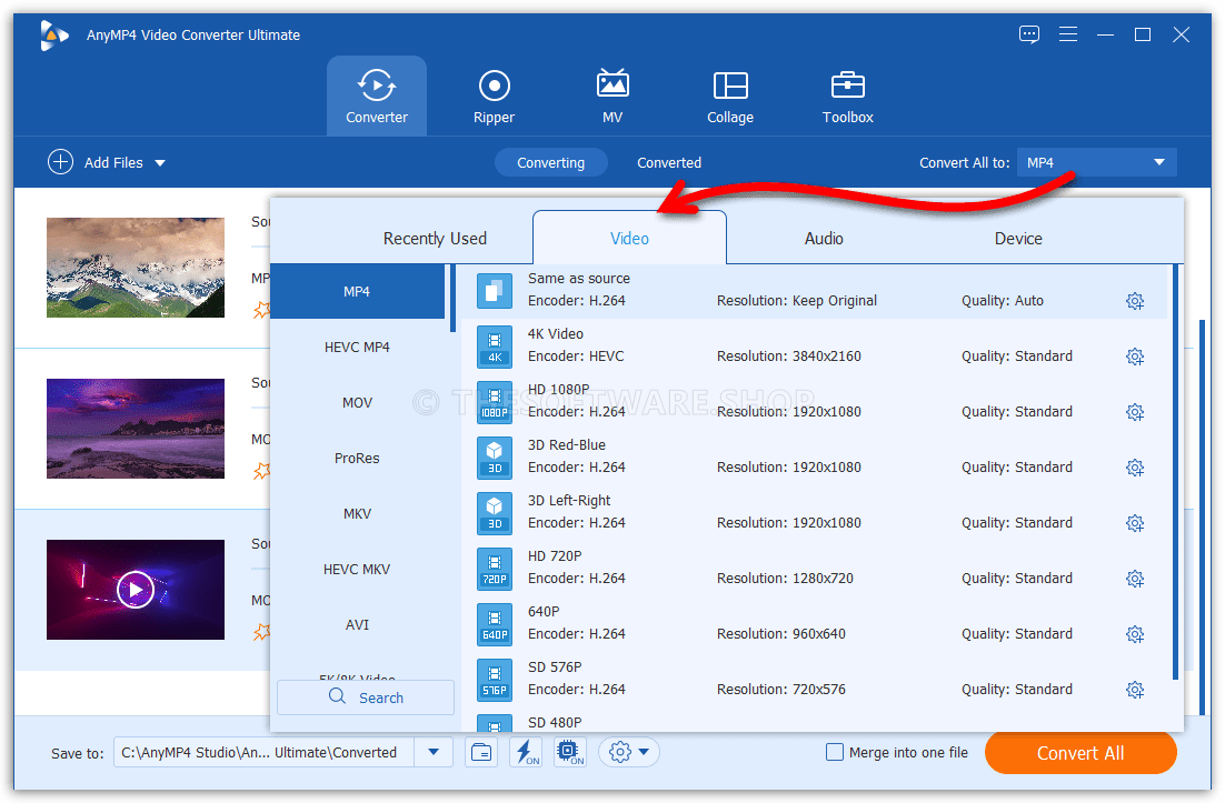 ANYMP4 Video Converter Ultimate Output Formats