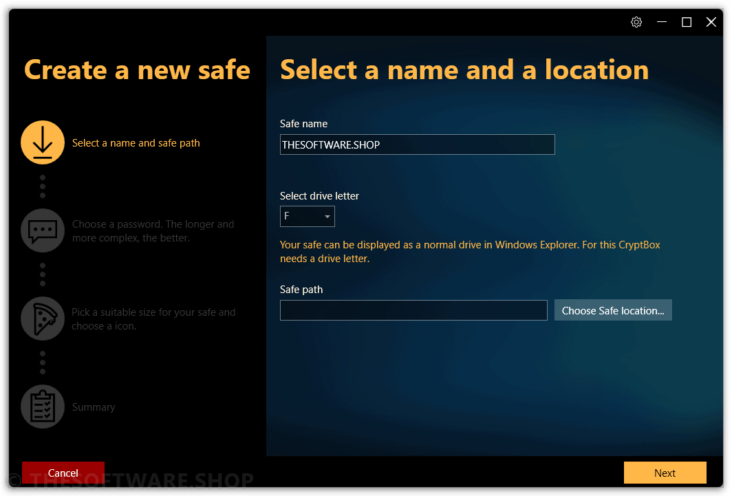 Abelssoft CryptBox Select Name Letter and Location